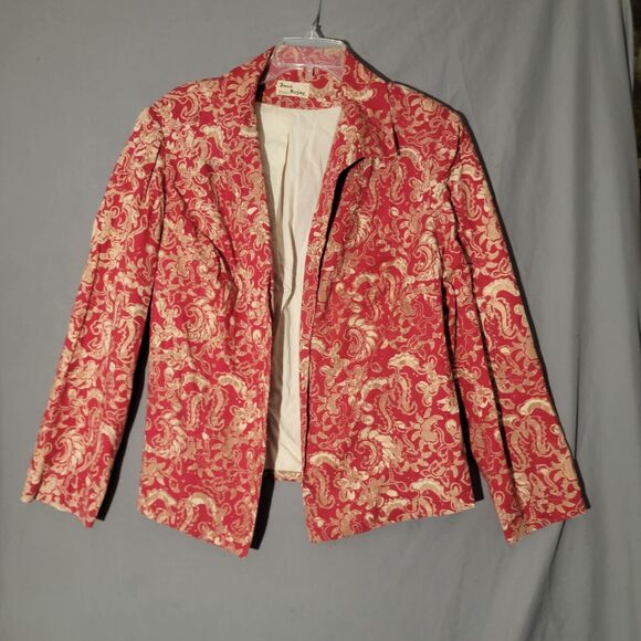 Red Baroque Print Jacket Women's Large Lightweight Inge Rojay Boulder CO - Picture 10 of 10